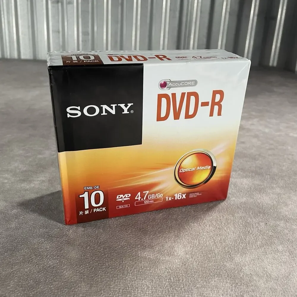 Sony DVD-R 10 Pack, 120min 4.7 GB AccuCORE w/ Hard Cases - Brand New Sealed